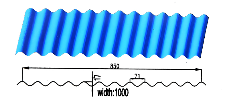 Horizontal wave roof sheet drawing 1